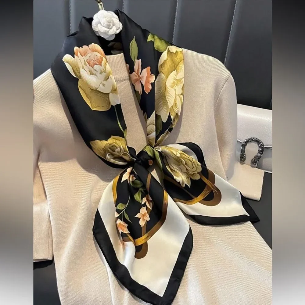 Floral black Scarf N1426